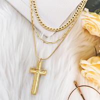 2026 tendance nouveau Desgin bijoux en gros personnalisé grande croix collier mode multicouche 18k plaqué or pendentif collier pour les femmes