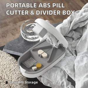 New ABS <b>Plastic</b> Universal Pill Cutter & <b>Divider</b> Box Pill Storage Portable Moisture-proof 1-2 Splitter 2 Color Model HL0189 - Product Image 2
