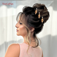 YouLaPan – fourchette à cheveux en alliage d'or, design feuille, en forme de U, accessoire élégant pour chignons et coiffures stylées HP766