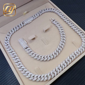 Pass Diamond Tester Hip Hop Jewelry 925 Sterling Silver Hip Hop 13MM <b>Iced</b> <b>Out</b> VVS Moissanite Diamond Cuban Link <b>Chain</b> Necklace - Product Image 4