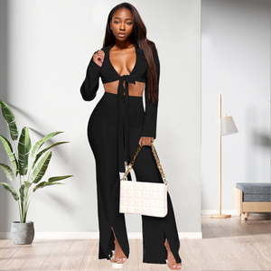 Nouvelle Collection : Ensemble Deux Pièces Tendance pour Femmes – Haut Manches Longues et Pantalon Évasé pour Grandes Tailles - Product Image 2