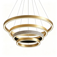 Lustre de luxe en or, en forme de pyramide inversée à plusieurs niveaux, DALI, à intensité variable, avec éclairage intérieur, en PET, acoustique, LED, pour hall d'hôtel