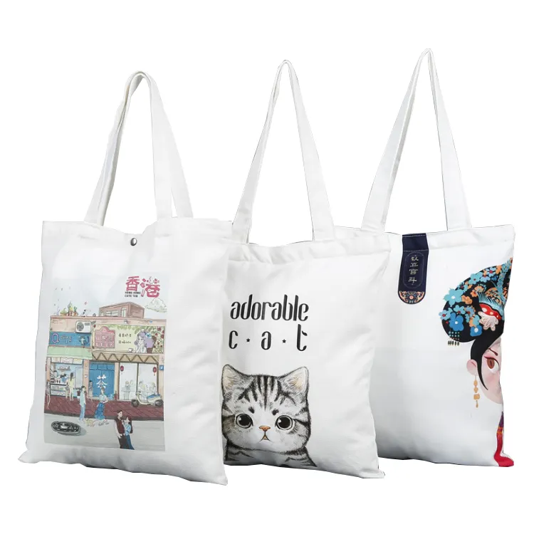 Promotional Custom Natural Cotton Vintage Tote Canvas Woman Shopping Bags