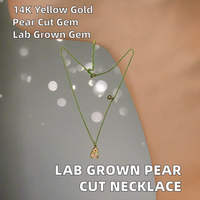 Collier solitaire en or jaune 14 carats avec diamant de laboratoire taille poire