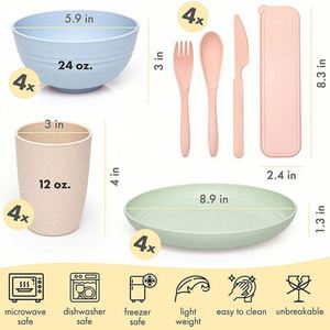 Vaisselle Écologique en Paille <span class=keywords><strong>de</strong></span> Blé 2026 – Ensemble <span class=keywords><strong>de</strong></span> Dîner à Prix Avantageux - Product Image 2