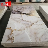 Panneaux muraux en PVC WPC de 3 mm, imitation marbre, effet marbré brillant, résistant à l'eau, avec estampage à chaud