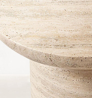 Table d'Appoint en Marbre Travertin Pierre Naturelle de Luxe pour Salon et Coin Café