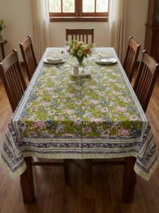Vintage Floral Tablecloth Green Cotton Dining Table Cover Printed Table Linen Kitchen Decor Washable Table Cover - Product Image 2