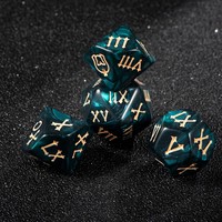 Jeu de dés polyédriques 20 faces en acrylique tourbillonnant turquoise, 7 pièces (D4, D6, D8, D10, D20) avec chiffres romains, pour jeux de société et D&D RPG