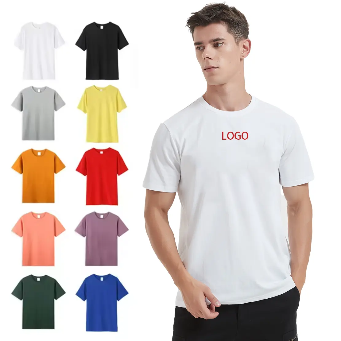 Eco Vriendelijke Blanco T-Shirt 190Gsm Korte Mouw Heren Duurzame T-Shirt Custom Biologisch Katoenen T-Shirt