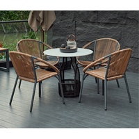 Ensemble table et chaises de salle à manger de luxe moderne pour restaurant maison Table de salle à manger en verre avec plateau en bois et base en aluminium Ensemble de tables à manger rondes