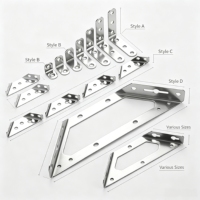 Support d'angle triangulaire en métal, acier inoxydable, support d'angle multifonction, support d'étagère murale, connecteur de réparation de meubles