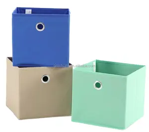 2023 yeni varış 3-Pack katlanabilir kumaş eşya kutuları, Aqua yumuşak depolama küpleri, mavi ve kahverengi