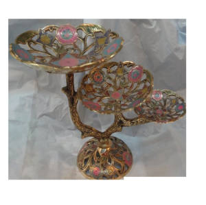 Bol décoratif en laiton pour servir les fruits avec une belle couleur or et une couleur bleue pour la cuisine. - Product Image 3