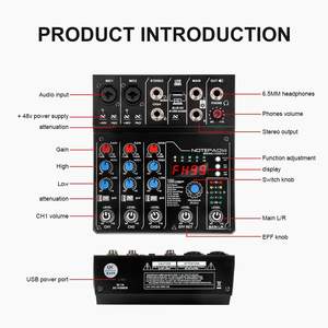 NGVM AD14 Professional 4-Channel <strong>Audio</strong> <strong>Mixer</strong> Digital USB/ 48V Phantom Power Stereo DJ Studio Streaming FX 100-bit - Product Image 2