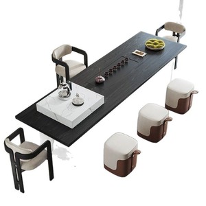 Conjunto de Mesa y Sillas de Madera Sólida de Estilo Moderno y Minimalista para Sala de Estar, Oficina o Preparación de Té - Product Image 5