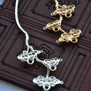 Horquilla de Pelo con Diseño de Nube Auspiciosa, 40x147mm, Chapada en Oro y Plata, Hecha a Mano, Accesorio para Hanfu - Product Image 4