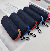 Étui à lunettes en jean personnalisé avec logo, pochette souple pour lunettes, sac de rangement pour lunettes de voyage, cadeau promotionnel