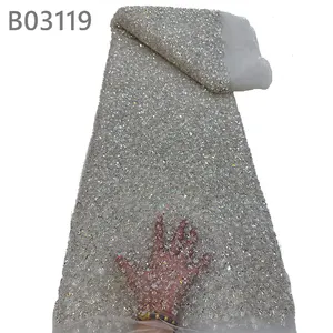 CHOCOO Neue Produkte Luxus Braut Spitze Stoff Stickerei Perlen Pailletten Spitze Stoff für Hochzeits kleidung