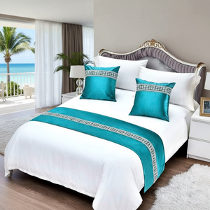 High Quality Hotel Style Luxury Solid Plain 100% Cotton Durable & Breathable Customizable Bed Runner Cushion Cover <b>Bedding</b> Set - Product Image 2