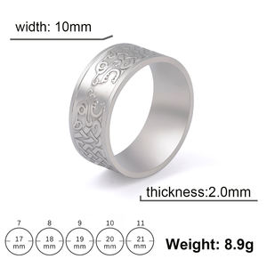 Myshape-Anillo de defensa con diseño de lobo <span class=keywords><strong>gigante</strong></span> para hombre, sortija, estilo nórdico, mitología, tótem, Hip Hop, Rock, Unisex, regalo Punk - Product Image 6