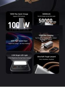 แบตสำรอง <span class=keywords><strong>YOOBAO</strong></span> H5 Pro ความจุสูง 50000mAh ชาร์จเร็ว 100W สำหรับแล็ปท็อป พร้อมไฟ LED หน้าจอแสดงผลแบบดิจิตอล และสายคล้องคอ - Product Image 2