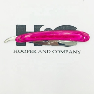 New Barber Razor Pink Color Wooden Handel Barber Razor With Custom Logo Wood Handle Barber Razor Packing Logo offer - Product Image 4