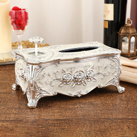 Boîte à mouchoirs multifonctionnelle en métal de luxe européenne, boîte à cure-dents, ornement, boîte à mouchoirs en plastique personnalisée, décoration intérieure pour hôtel et maison