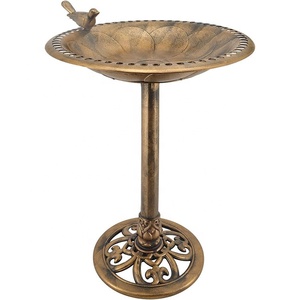 Oro antiguo <span class=keywords><strong>de</strong></span> Pedestal independientes pájaro baños <span class=keywords><strong>de</strong></span> agua tazón alimentador al aire libre <span class=keywords><strong>jardín</strong></span> patio Decoración - Product Image 2