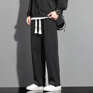 <span class=keywords><strong>Pantalon</strong></span> large et droit en velours côtelé tricoté léger pour homme, taille élastique, anti-boulochage, grande taille, couleur unie, tendance décontractée pour l'été - Product Image 3
