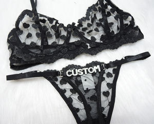 Ensemble de lingerie érotique pour la Saint-Valentin 2025, DIY, <span class=keywords><strong>femmes</strong></span> <span class=keywords><strong>matures</strong></span>, lettres en strass, string, chemise de nuit, pyjama, ensemble de soutien-gorge brodé en forme de cœur - Product Image 6