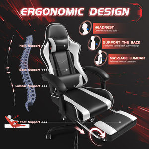 AJUNION Gaming-Stuhl im Racing-Stil, Chefsessel, Drehstuhl mit Liegefunktion, Fußstütze und Höhenverstellung im Leder-Look-Design - Product Image 5