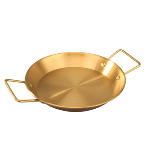 Poêle à paella à double poignée, fond plat, plateau de service alimentaire, assiette en acier inoxydable pour restaurants - Product Image 1