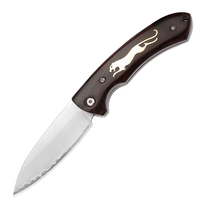 Couteau pliant en acier composite à 3 couches forgé à la main avec manche en bois d'ébène, couteau de poche EDC, couteau de survie pour le camping en plein air, multi-outils