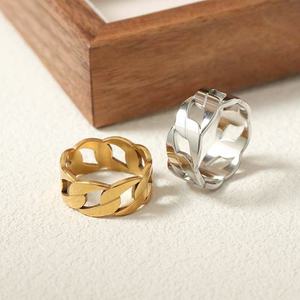 Anillo de Dedo JUSTOP de Acero Inoxidable con Baño de Oro de 18K, Diseño Clásico de Esqueleto, Cadena Cúbica, Antideslustre, para Hombre, para Compromiso y Aniversario - Product Image 3