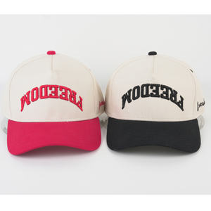 Premium Custom 3D Puff gesticktes Logo Baumwolle Herren <span class=keywords><strong>5</strong></span> <span class=keywords><strong>Panel</strong></span> K ein Rahmen zweifarbige Hüte Gorras Snapback Sport Baseball Caps für den Menschen - Product Image 2