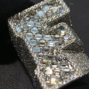 Hoge Luxe Sieraden, 14K/18K Gouden Full Pave Lab Diamanten Ring, Natuurlijke Diamanten Hiphopring Voor Heren, Rapper Letterring Voor Heren. - Product Image 3