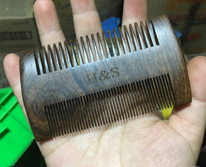 Pettini da Barba Tascabili a Doppia Punta in Legno di Sandalo Nero e Marrone per Uomo - Product Image 3