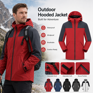 Chaqueta de Hombre para Exteriores al por Mayor, Impermeable, Cortavientos, de Poliéster, con Capucha, Logotipo Personalizado, para Senderismo - Product Image 1