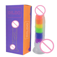 Godemiché en Silicone pour femmes, vibrateur géant, coloré, cristal, gelée