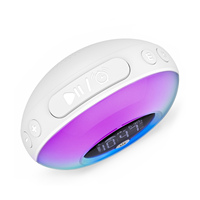 Venta Directa de Fábrica ABIS, Altavoz Inteligente Inalámbrico RGB con 5 Luces LED de Llama y Alexa para Reloj Despertador, Salida de 5W, 8 Horas de Duración de la Batería