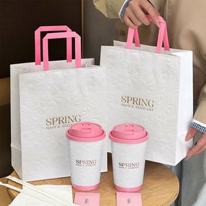 Custom Eco-Friendly <b>Biodegradable</b> Recyclable Disposable Luxury White Cardboard Food Packaging Embossing <b>Paper</b> Bags - Product Image 1