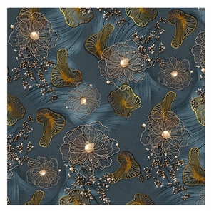 Polyester 75 Doux et lisse Chiffon perlé Impression numérique personnalisée de motifs abstraits de petites fleurs pour robe de femme Écharpe Tissu - Product Image 1