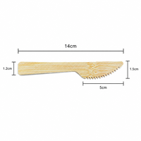 Couteau de table jetable en bambou de 14 cm, biodégradable, compostable, écologique, vente en gros, logo personnalisé, pour fêtes