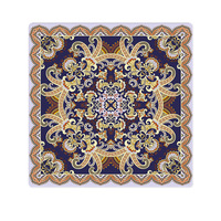 Tapis de Mahjong carré violet à motif floral, style rétro, idéal pour le jeu, avec une construction silencieuse et épaisse