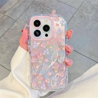 Coque de téléphone INS motif floral pour iPhone 16 15 17 12 Pro Max 13, simple, brillante, en fil plume, coque arrière IMD en relief pour mobile