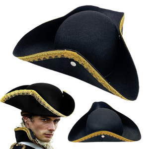 <span class=keywords><strong>Chapeau</strong></span> de <span class=keywords><strong>pirate</strong></span> triangulaire en feutre personnalisé pour déguisement, accessoire de fête pour Halloween et carnaval, vente en gros - Product Image 1