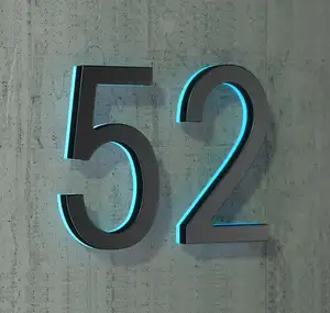 Benutzer definierte Hausnummern Adress schild Hausnummer Plakette Personal isierte hintergrund beleuchtete Zeichen LED Leuchten Buchstaben Modernes Tür schild
