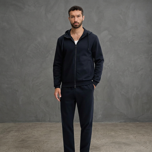 Sudadera con Capucha y Cierre para Hombre, Color Sólido, Corte Regular, Estilo Casual, 100% Algodón, Felpa Francesa, Estilo Otoñal - Product Image 1