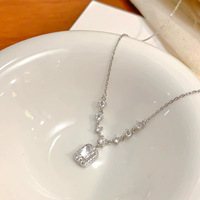 Collier pendentif en zircon étincelant de style coréen pour femme, chaîne de cou élégante et luxueuse, bijoux de mode pour usage quotidien, accessoires cadeaux
